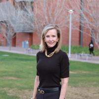 Founder's Day alum Karrin Taylor Robson stands on the Tempe Campus